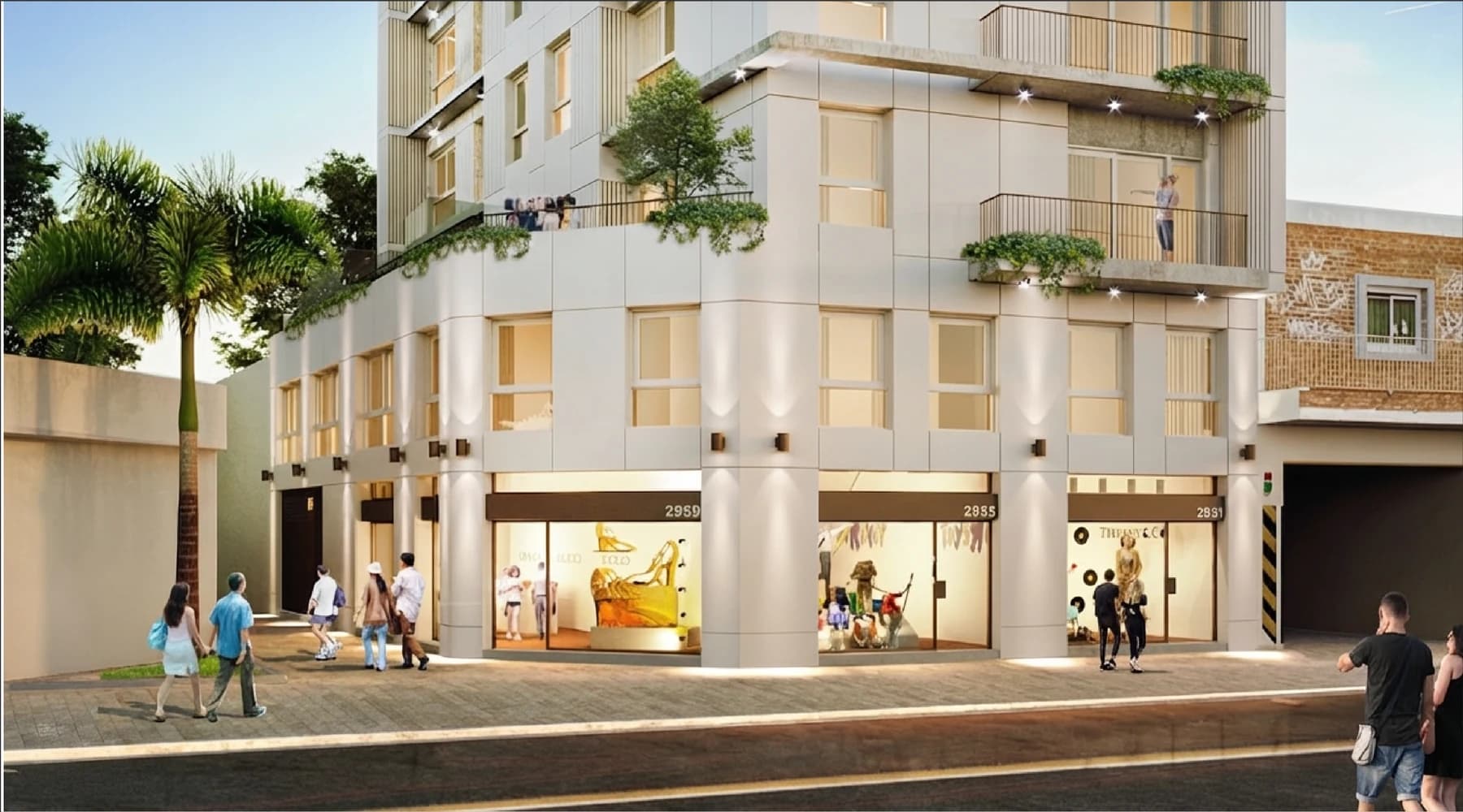 Render ilustrativo de los locales en planta baja