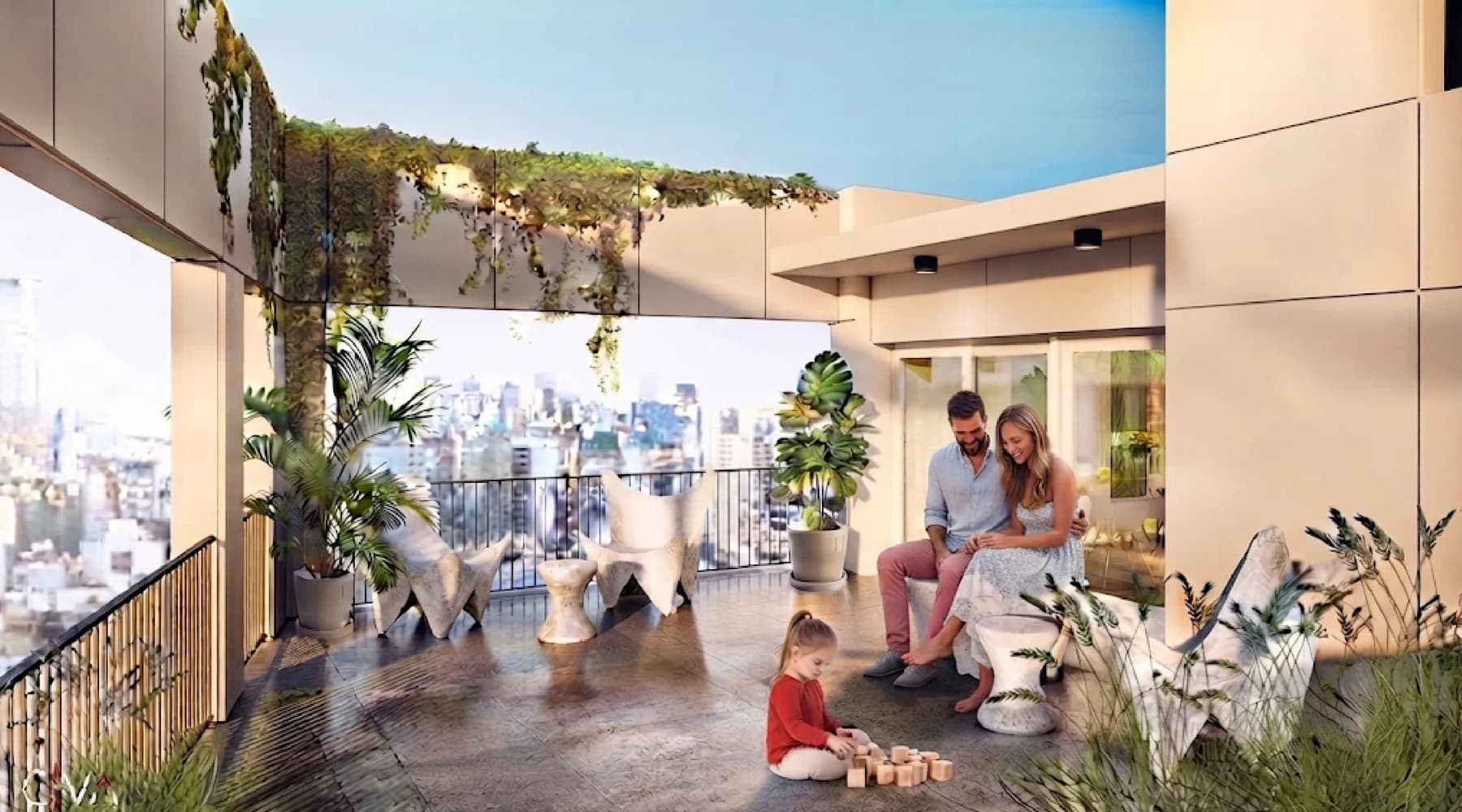 Render ilustrativo de la terraza del proyecto