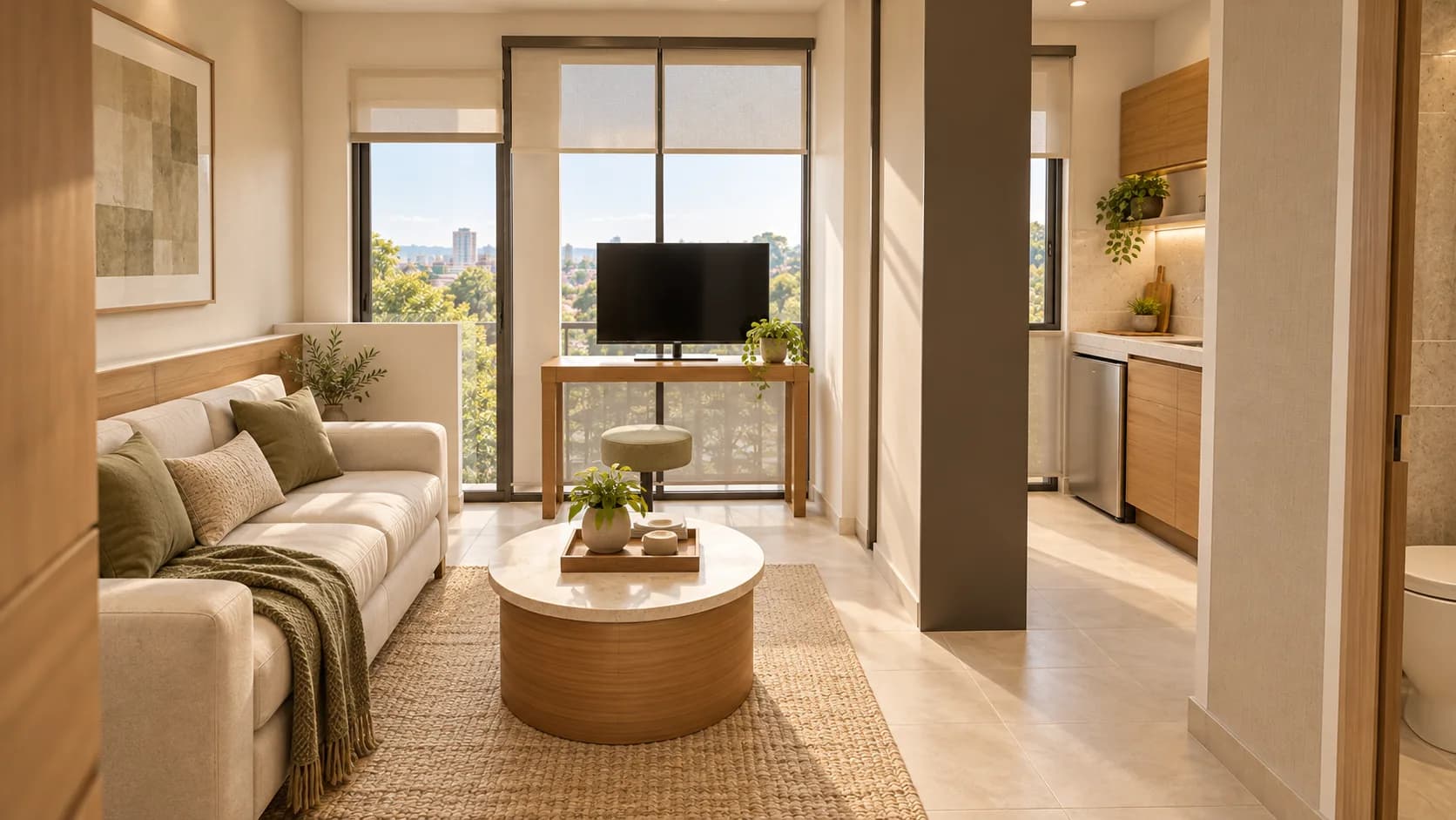 Render ilustrativo de interior para tipología B